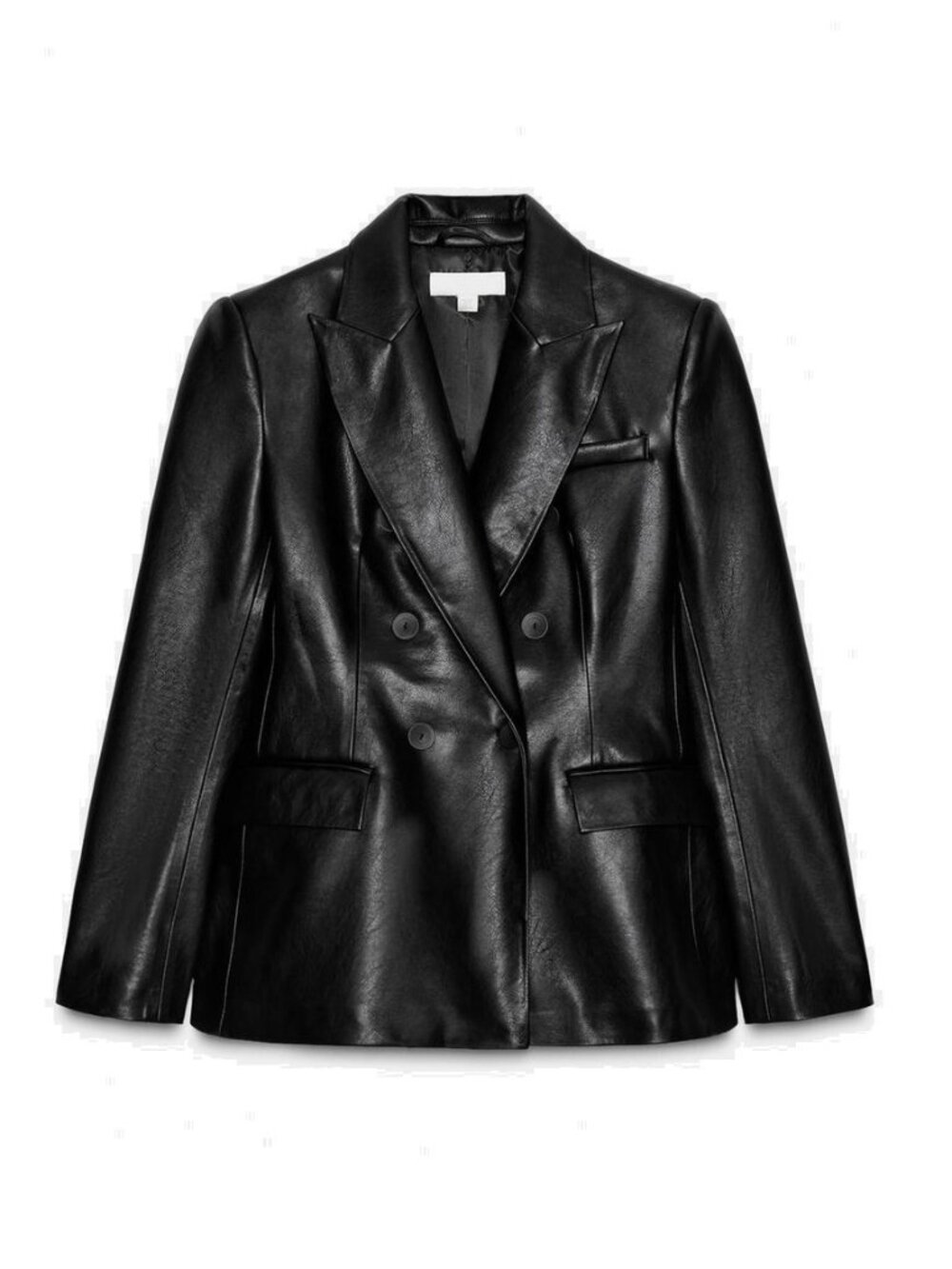 Zara Black Faux Leather DB Blazer, XS